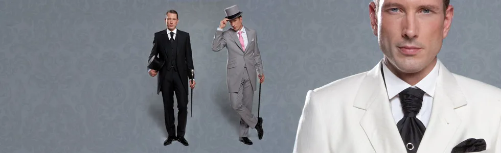 Illustration de mode masculine : silhouettes en costume et chapeau